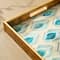 Glitzhome® Rectangle Peacock Feathers Patterned Decorative Trays Set